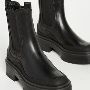 New Sam Edelman Black Leather Cowhide Ankle Booties Platform Boots NWT Size 8